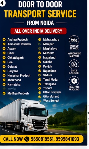 Reliable transport service from Noida to all over India. Safe & on-time delivery. Call now: 9650819561, 9599841693